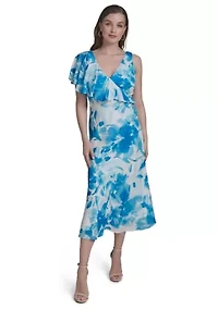 Women's One-Shoulder Ruffle Flare Dress