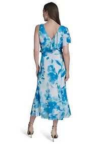 Women's One-Shoulder Ruffle Flare Dress