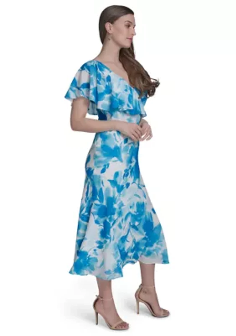 Women's One-Shoulder Ruffle Flare Dress