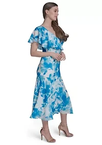 Women's One-Shoulder Ruffle Flare Dress