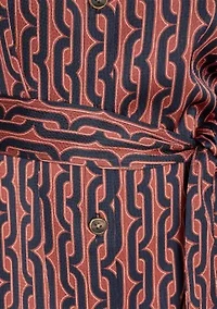 Women's Long Sleeve Collar Neck Printed Shirtdress