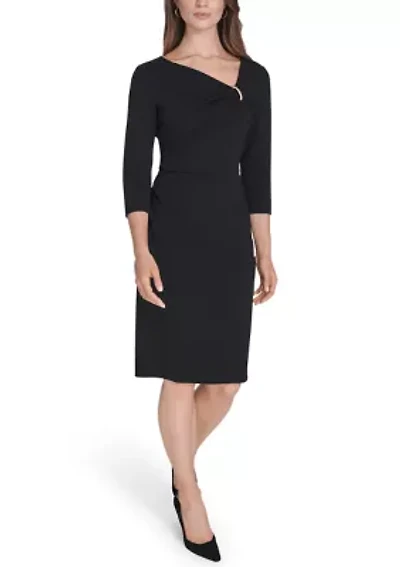 Women's Christmas Asymmetrical Sheath Dress with Hardware Detail