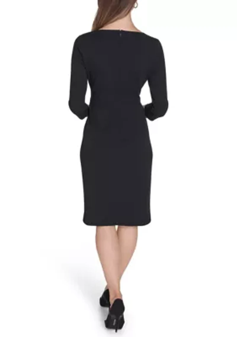 Women's Christmas Asymmetrical Sheath Dress with Hardware Detail