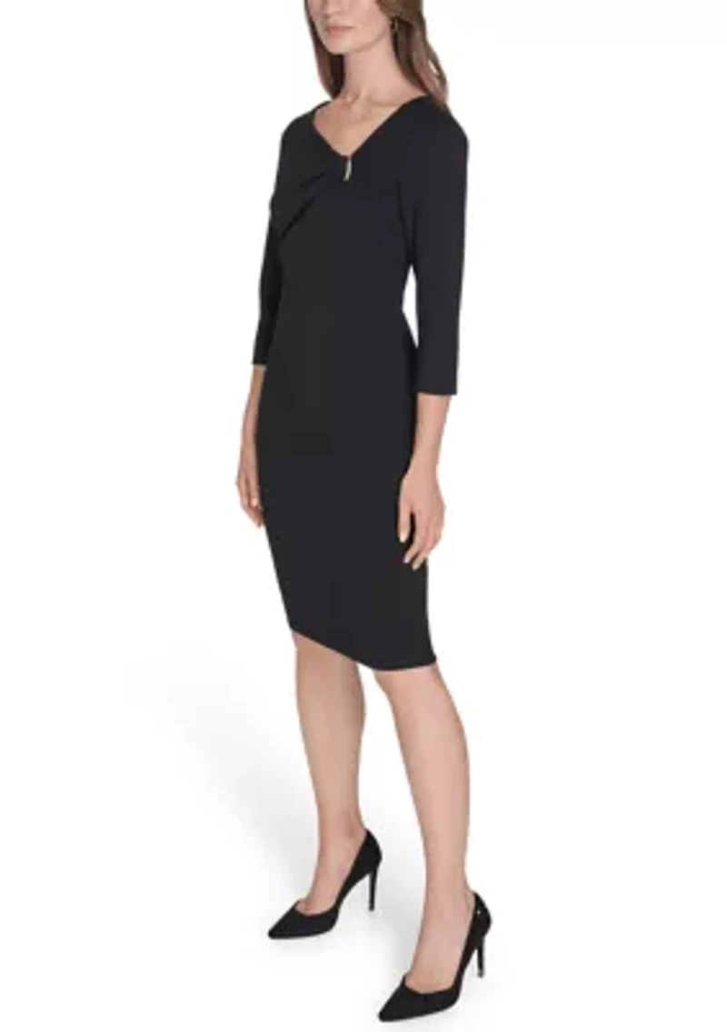 Women's Christmas Asymmetrical Sheath Dress with Hardware Detail