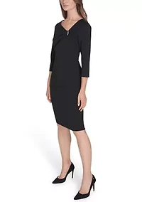 Women's Christmas Asymmetrical Sheath Dress with Hardware Detail