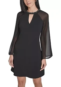 Women's Chiffon Embellished Shift Dress