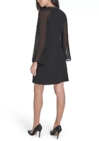 Women's Chiffon Embellished Shift Dress