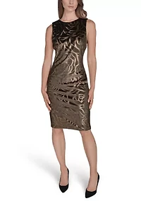 Women's Velvet Sleeveless Dress with Gold Appliqué