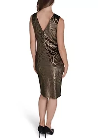 Women's Velvet Sleeveless Dress with Gold Appliqué