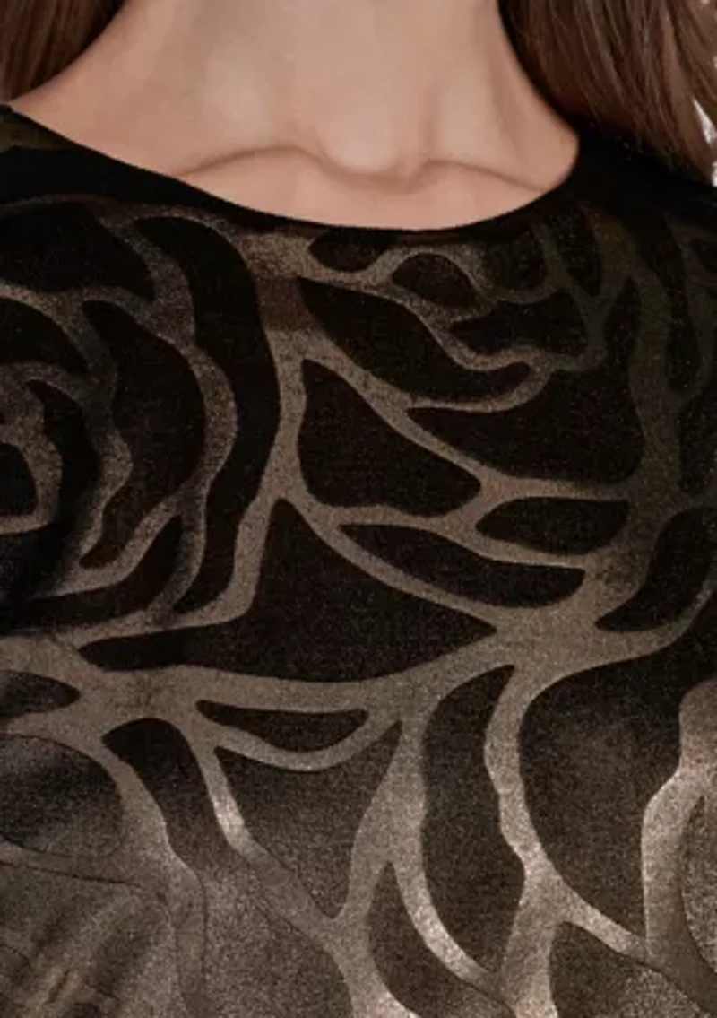 Women's Velvet Sleeveless Dress with Gold Appliqué