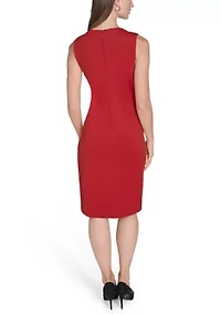 Women's Christmas Scuba Sheath with Rhinestone Buttons