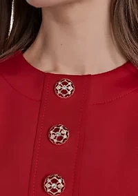 Women's Christmas Scuba Sheath with Rhinestone Buttons