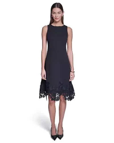 Sleeveless Fit % Flare Midi with Lace Hem