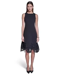 Sleeveless Fit % Flare Midi with Lace Hem
