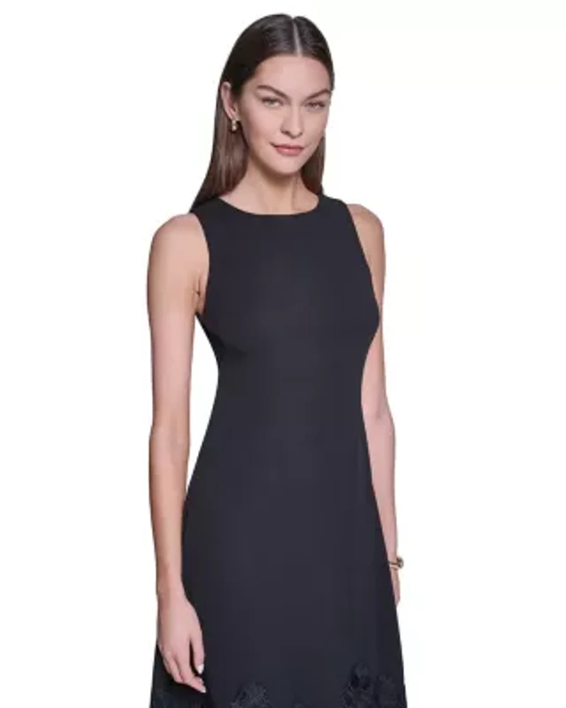 Sleeveless Fit % Flare Midi with Lace Hem