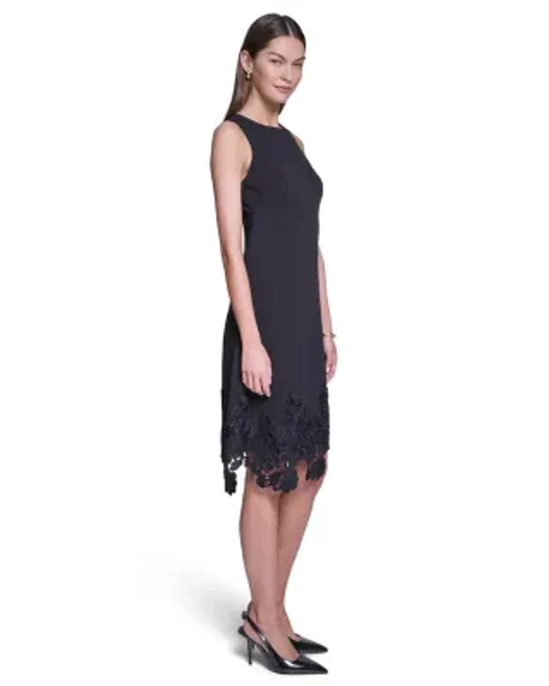 Sleeveless Fit % Flare Midi with Lace Hem