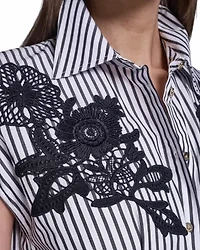 Stripped Shirt Dress With Embroidery
