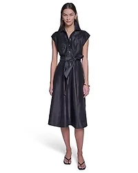 CAP SLEEVE SHIRT DRESS WITH EMBROIDERY