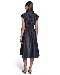 CAP SLEEVE SHIRT DRESS WITH EMBROIDERY