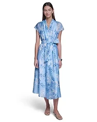 Printed V-Neck Maxi Dress