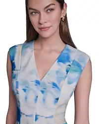 Cap Sleeve Midi Printed Fit & Flare Dress