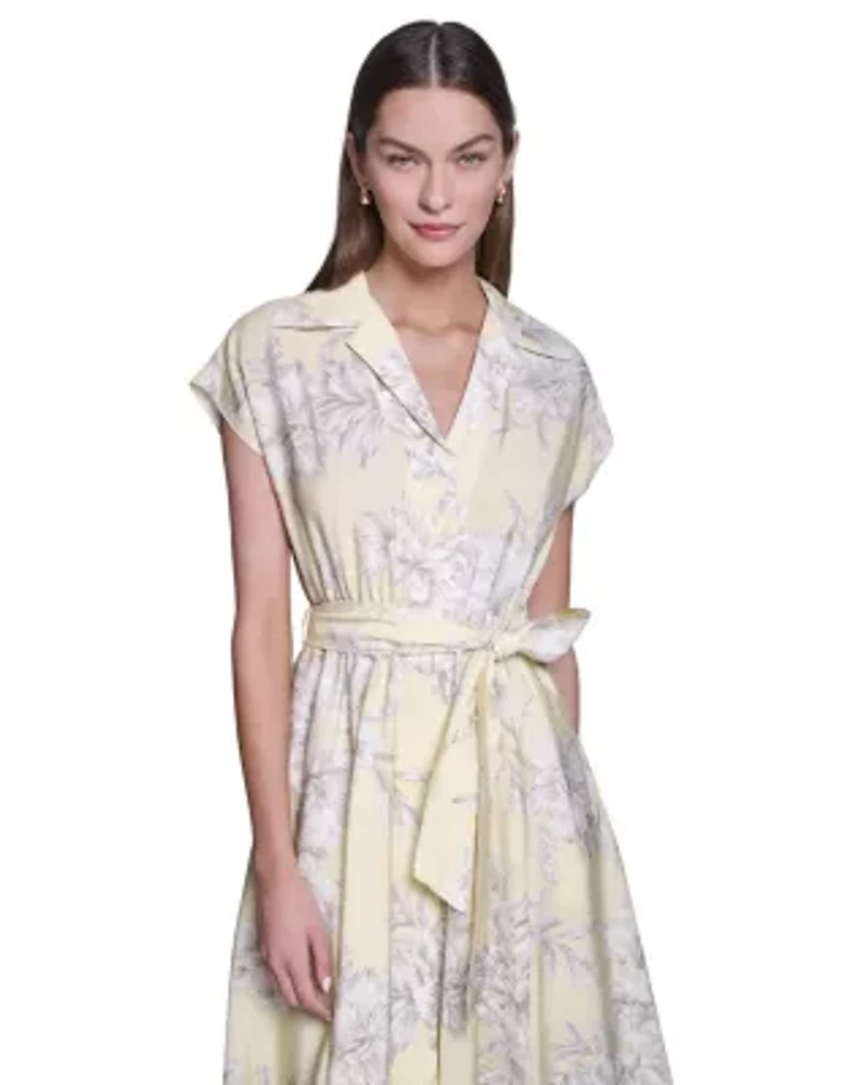 Floral Butterfly Sleeve Midi Dress