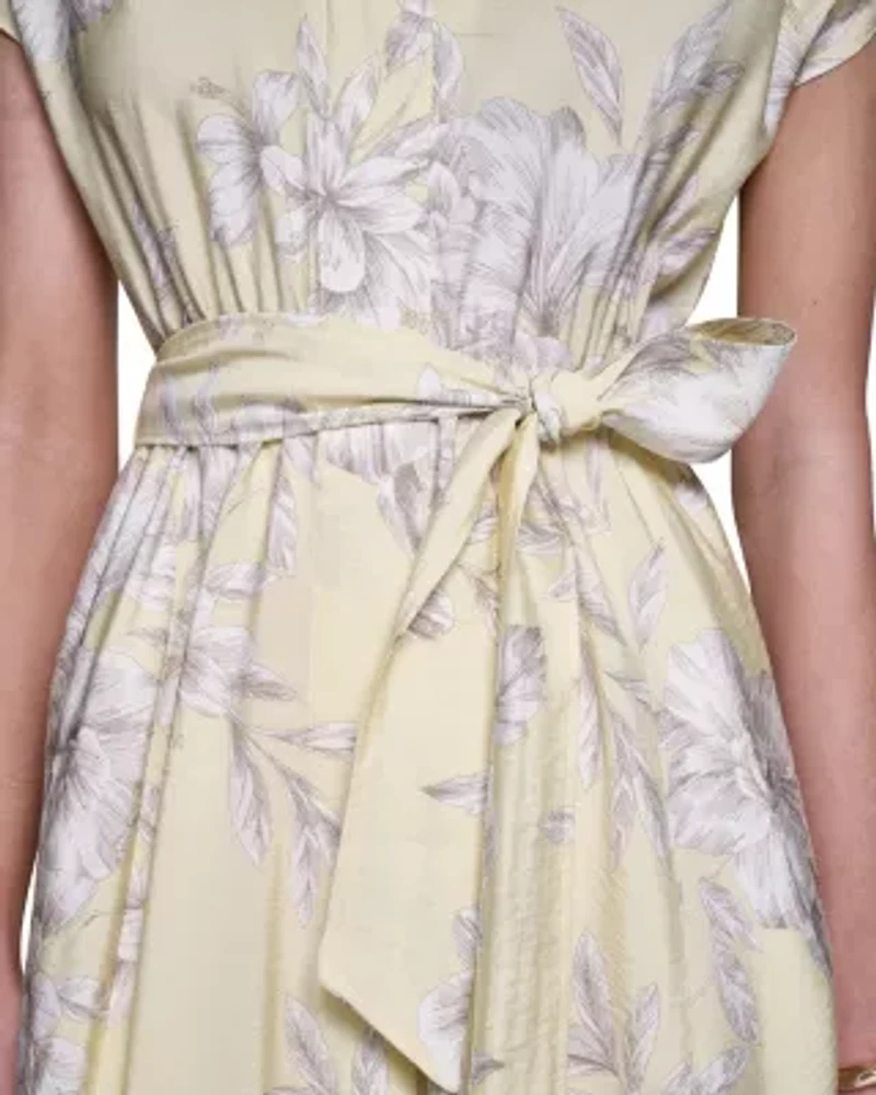 Floral Butterfly Sleeve Midi Dress