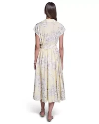 Floral Butterfly Sleeve Midi Dress