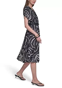 Women's Printed Midi Shirt Dress