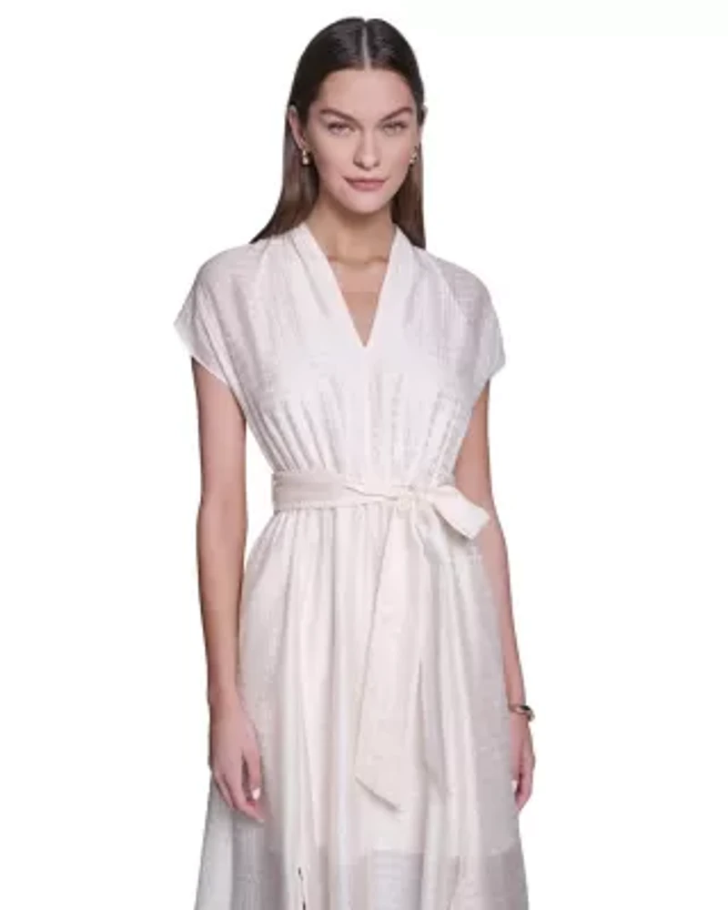 Textured V-Neck Maxi Dress