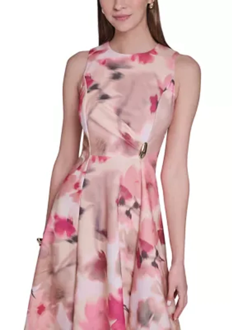 Women's Floral Fit and Flare Dress