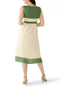 Women's Sleeveless Printed Linen A-Line Dress