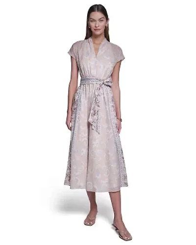 Paisley Printed V-Neck Maxi Dress