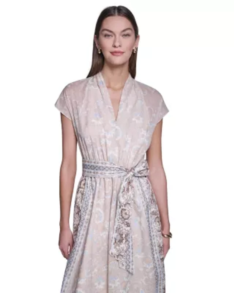Paisley Printed V-Neck Maxi Dress