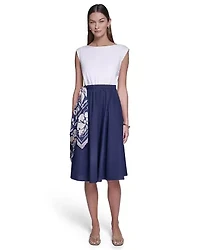 Two Toned Dress With Removeable Scarf