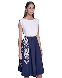 Two Toned Dress With Removeable Scarf