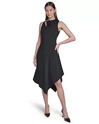 Sleeveless Keyhole Midi Dress with Hardware Detail