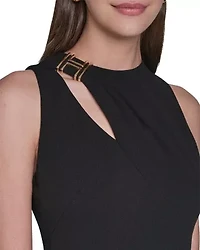 Sleeveless Keyhole Midi Dress with Hardware Detail