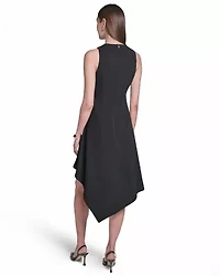 Sleeveless Keyhole Midi Dress with Hardware Detail