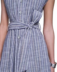 Stripped V-Neck Maxi Shirt Dress