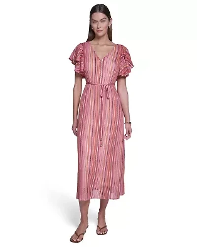 Stripped Crochet Midi Dress