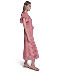 Stripped Crochet Midi Dress
