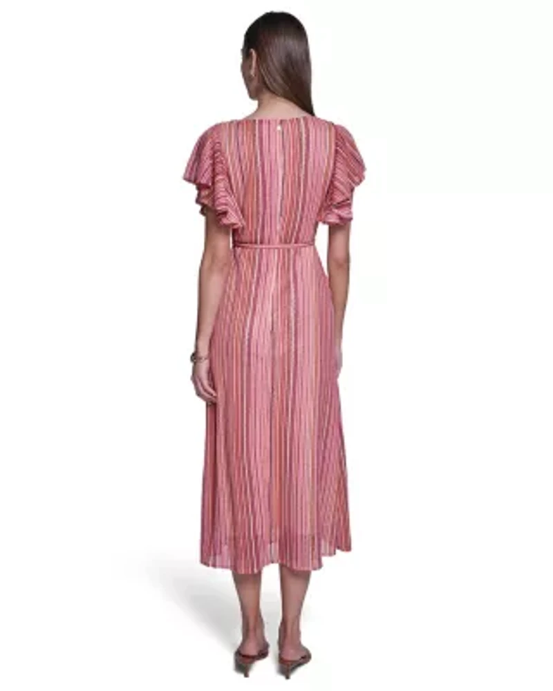 Stripped Crochet Midi Dress