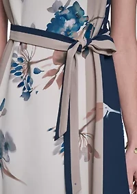 Women's Sleeveless Printed Crepe A-Line Dress