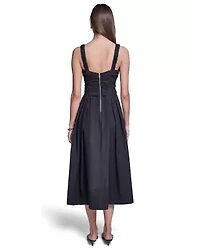 Women's Square Neck Sleeveless Pleated Midi Dress