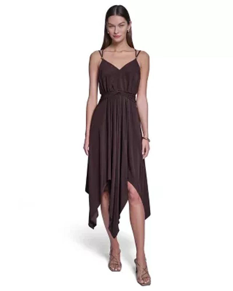 V-Neck Spaghetti Strap Midi Dress