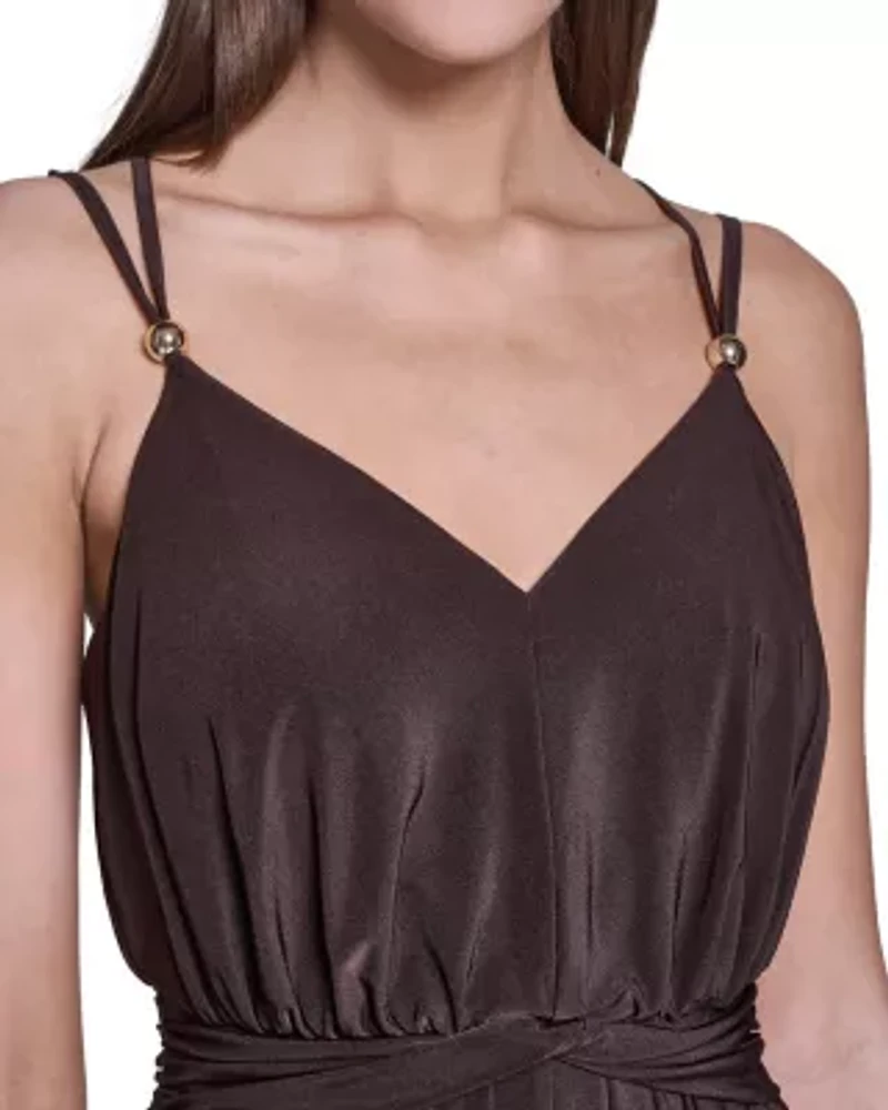 V-Neck Spaghetti Strap Midi Dress