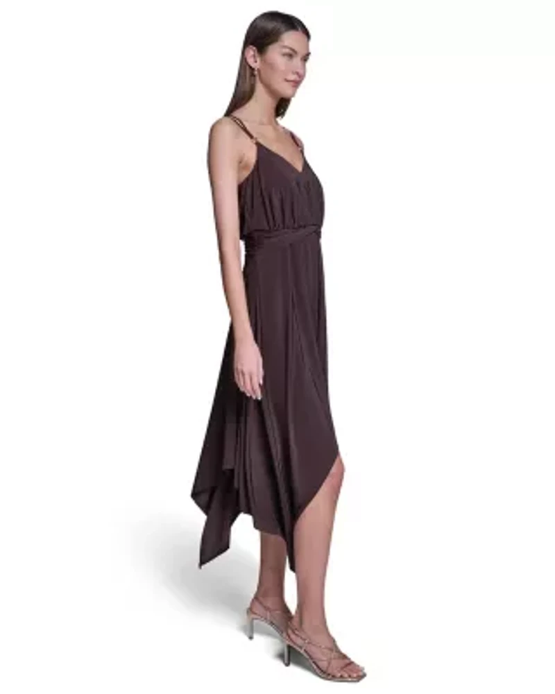 V-Neck Spaghetti Strap Midi Dress