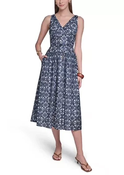 Women's Sleeveless Printed A-Line Dress