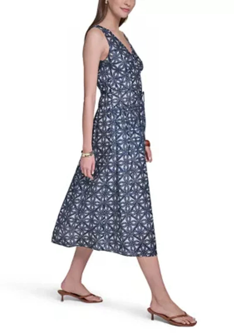 Women's Sleeveless Printed A-Line Dress